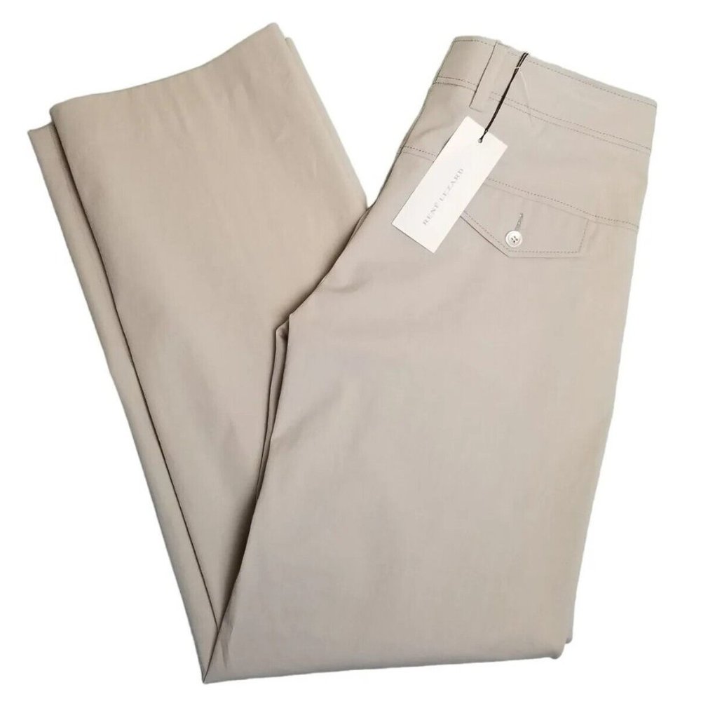 Rene Lezard Men's 32 X 33 Chino Golf Comfort Fabric Trousers Beige